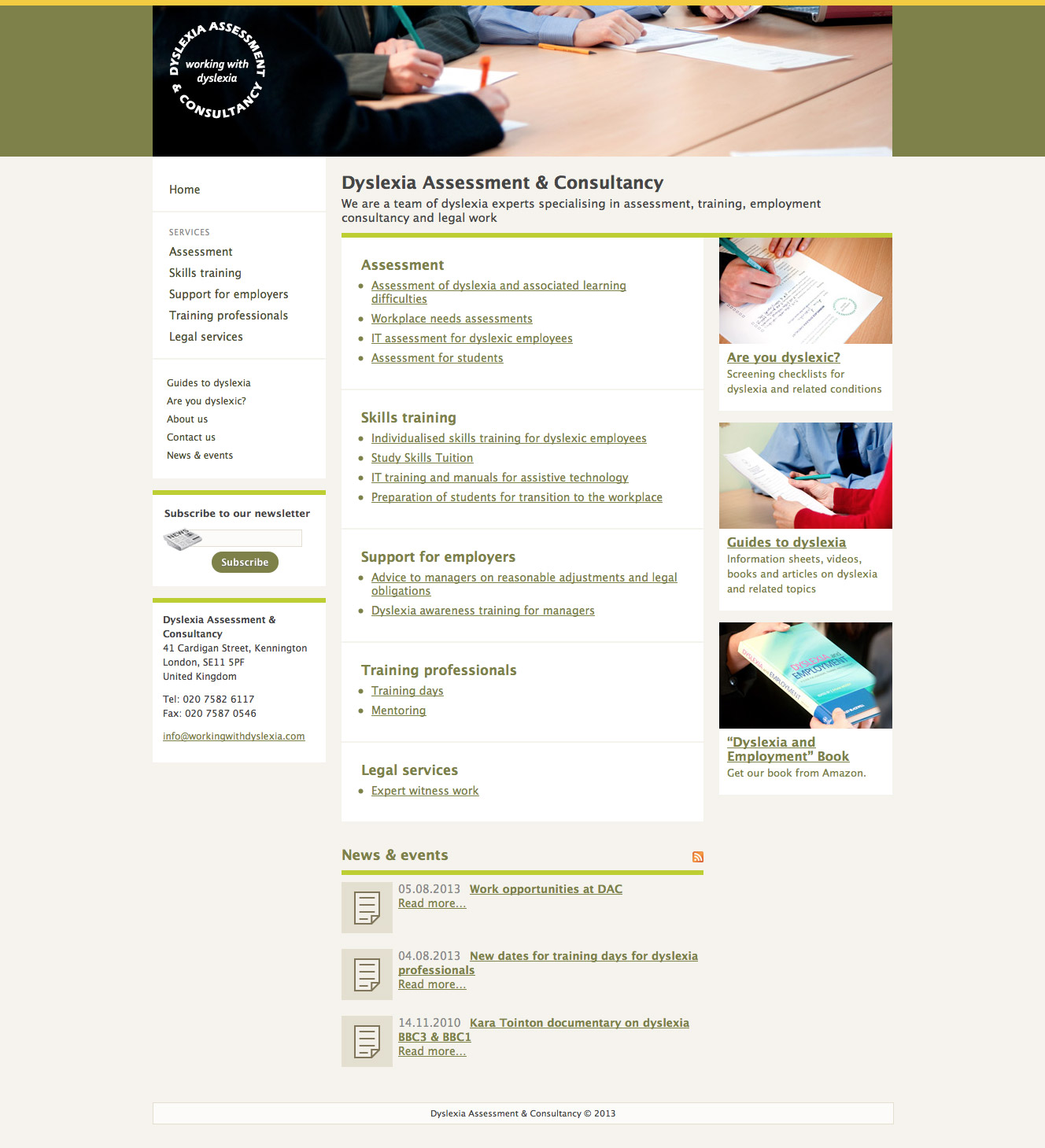 Dyslexia Assessment & Consultancy homepage design