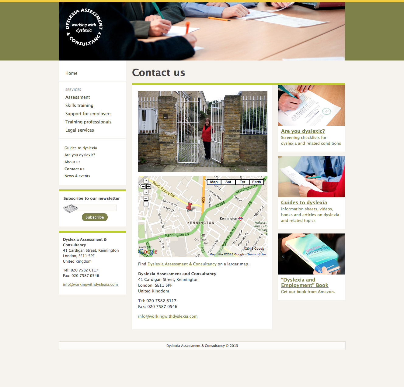 Dyslexia Assessment & Consultancy contact page design